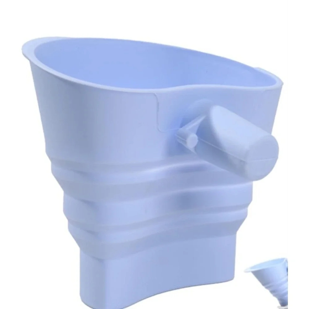 Collapsible Silicone Flour Funnel Blue Wide Mouth V-Shape Baking Tool New